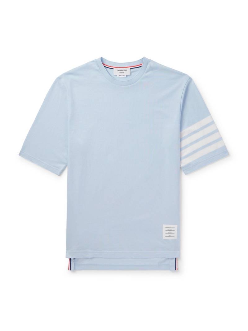 Thom Browne - Logo-Appliquéd Striped Cotton-Jersey T-Shirt - Men - Blue - 0 von Thom Browne
