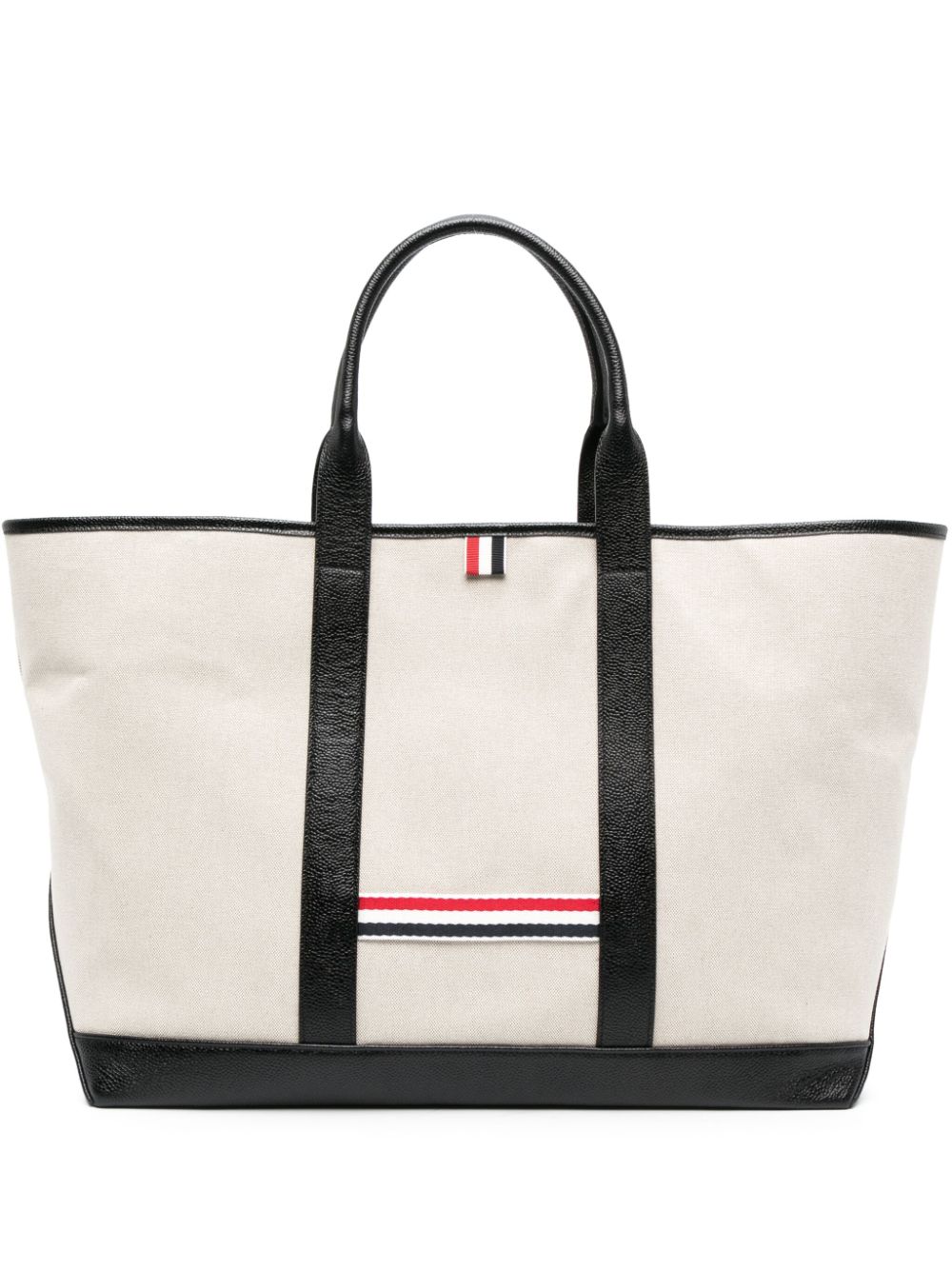 Thom Browne Mittelgroßer Shopper mit RWB-Streifen - Nude von Thom Browne