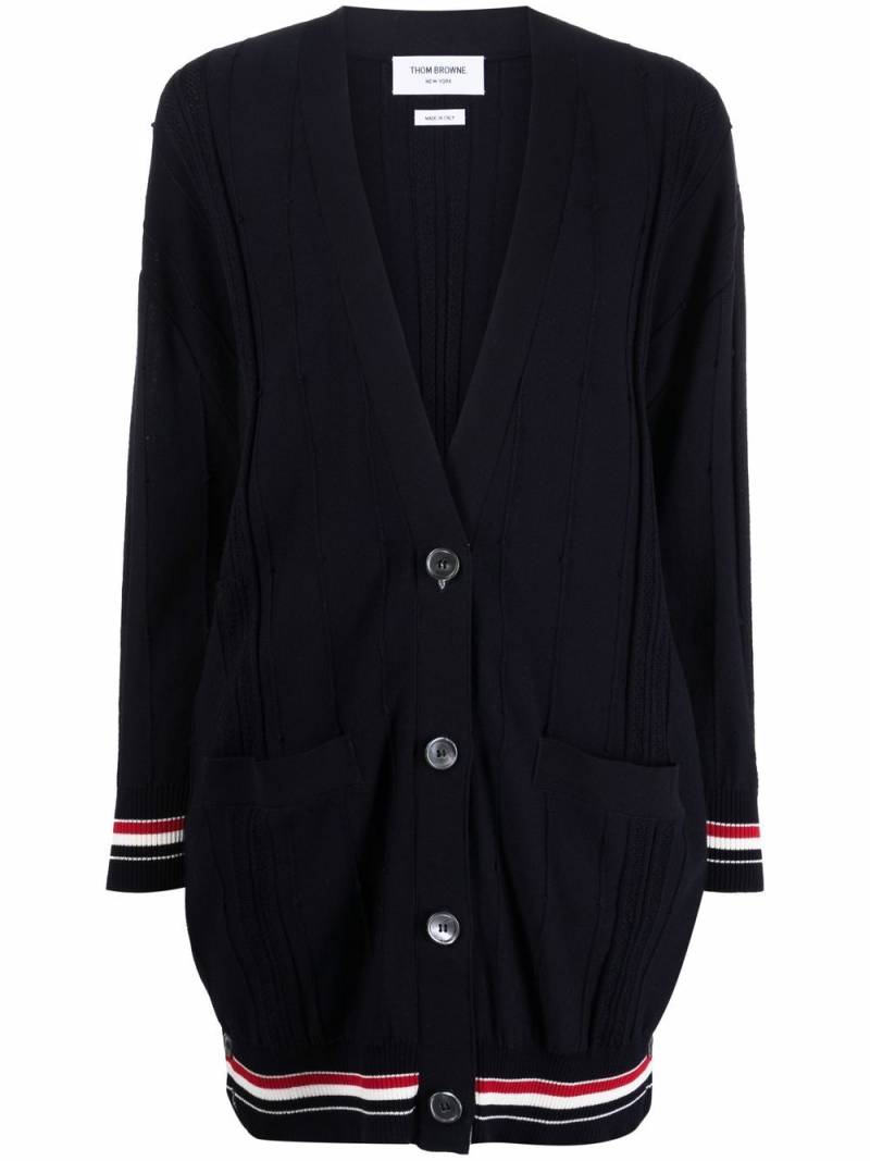 Thom Browne Oversized-Cardigan mit Streifen - Blau von Thom Browne