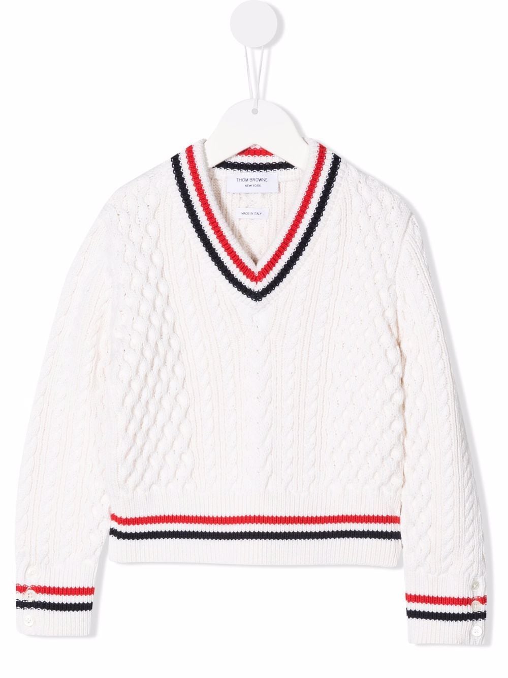 Thom Browne Kids Pullover mit Zopfmuster - Weiß von Thom Browne Kids