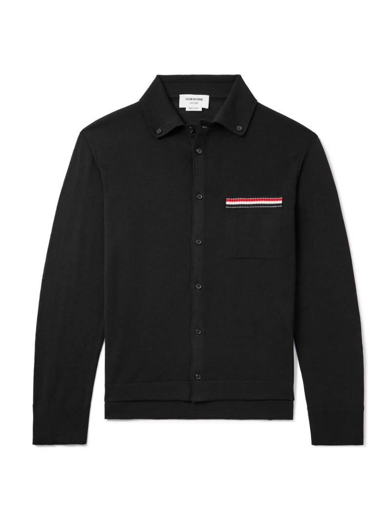 Thom Browne - Slim-Fit Button-Down Collar Striped Wool Cardigan - Men - Black - 2 von Thom Browne