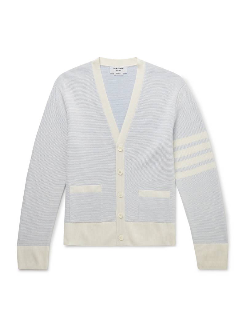Thom Browne - Slim-Fit Striped Linen and Cotton-Blend Cardigan - Men - Blue - 3 von Thom Browne