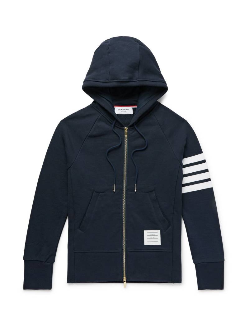 Thom Browne - Slim-Fit Striped Loopback Cotton-Jersey Zip-Up Hoodie - Men - Blue - 1 von Thom Browne