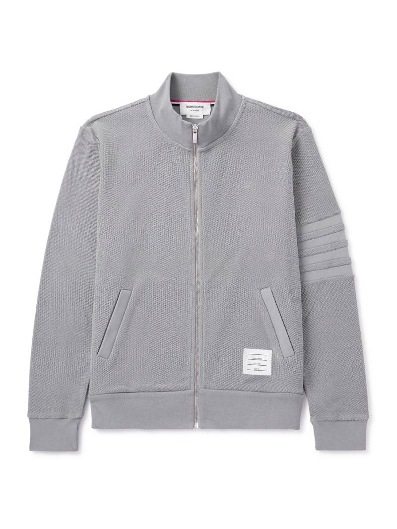 Thom Browne - Striped Cotton-Terry Zip-Up Sweater - Men - Gray - 1 von Thom Browne