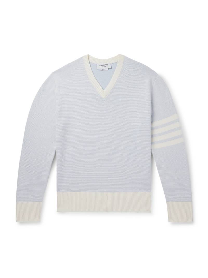 Thom Browne - Striped Linen and Cotton-Blend Sweater - Men - Blue - 3 von Thom Browne