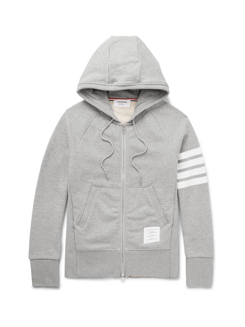 Thom Browne - Striped Loopback Cotton-Jersey Zip-Up Hoodie - Men - Gray - 1 von Thom Browne