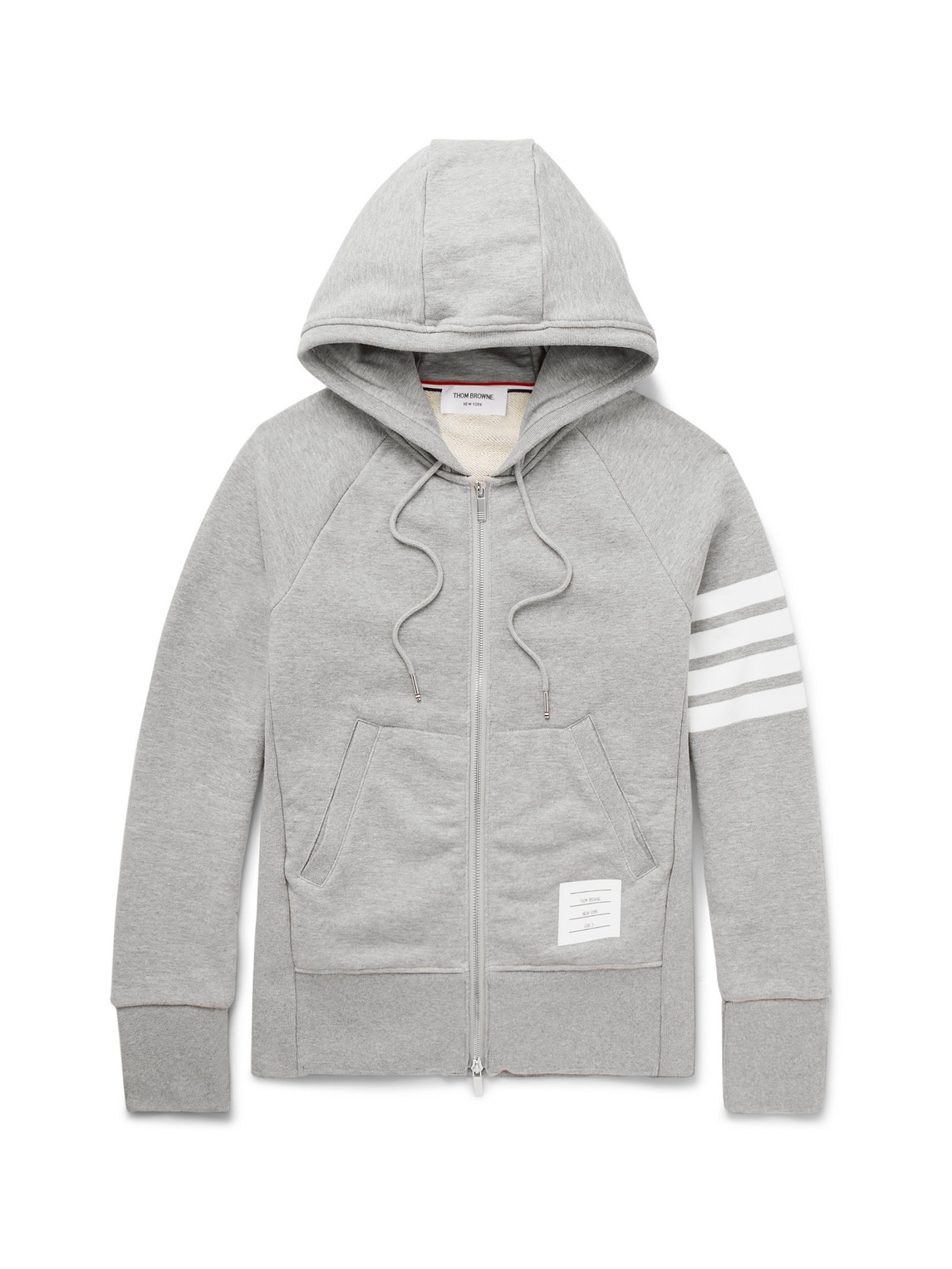 Thom Browne - Striped Loopback Cotton-Jersey Zip-Up Hoodie - Men - Gray - 2 von Thom Browne