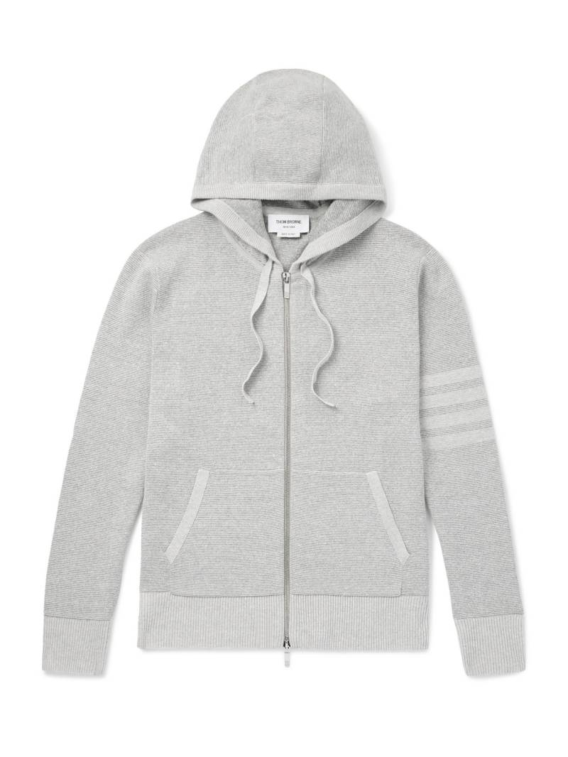 Thom Browne - Striped Textured Linen and Cotton-Blend Zip-Up Hoodie - Men - Gray - 2 von Thom Browne