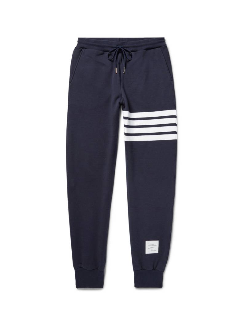 Thom Browne - Tapered Striped Loopback Cotton-Jersey Sweatpants - Men - Blue - 3 von Thom Browne
