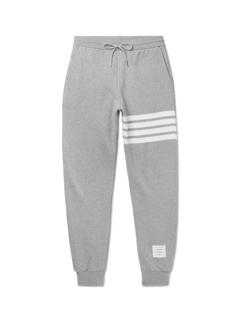 Thom Browne - Tapered Striped Loopback Cotton-Jersey Sweatpants - Men - Gray - 5 von Thom Browne