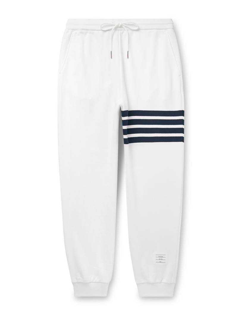 Thom Browne - Tapered Striped Loopback Cotton-Jersey Sweatpants - Men - White - 2 von Thom Browne