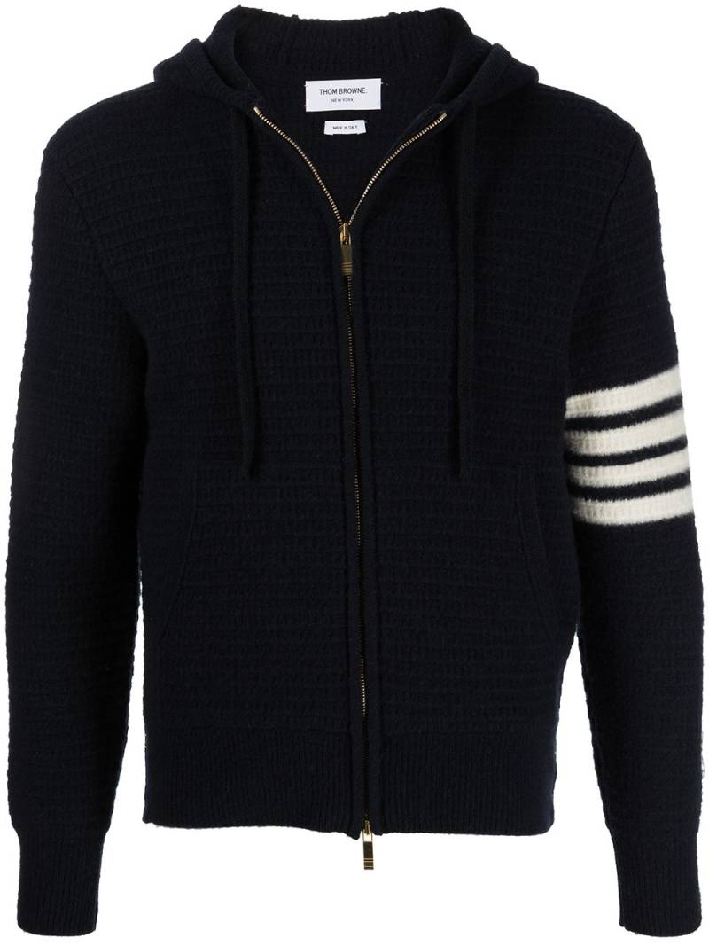 Thom Browne Gestrickter Hoodie mit Streifen - Blau von Thom Browne