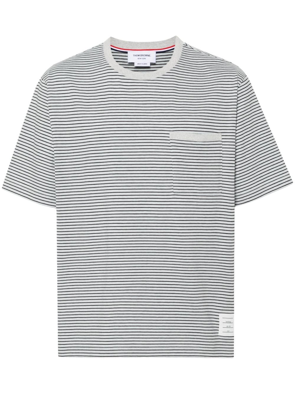 Thom Browne Gestreiftes T-Shirt mit Logo-Patch - Blau von Thom Browne