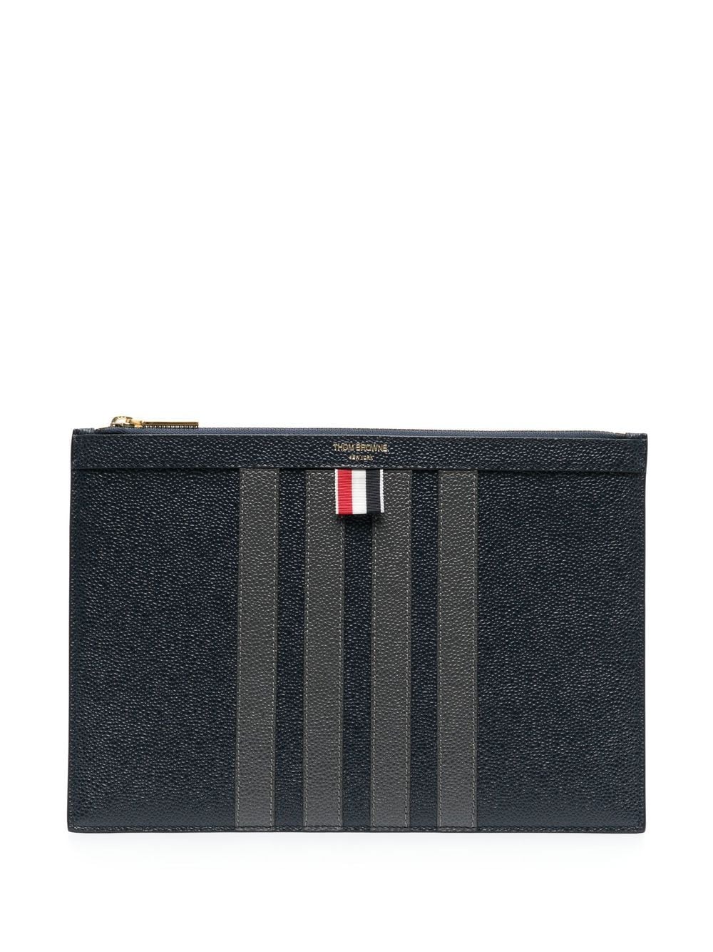 Thom Browne Kleine Dokumentenmappe mit 4-Bar-Streifen - Blau von Thom Browne