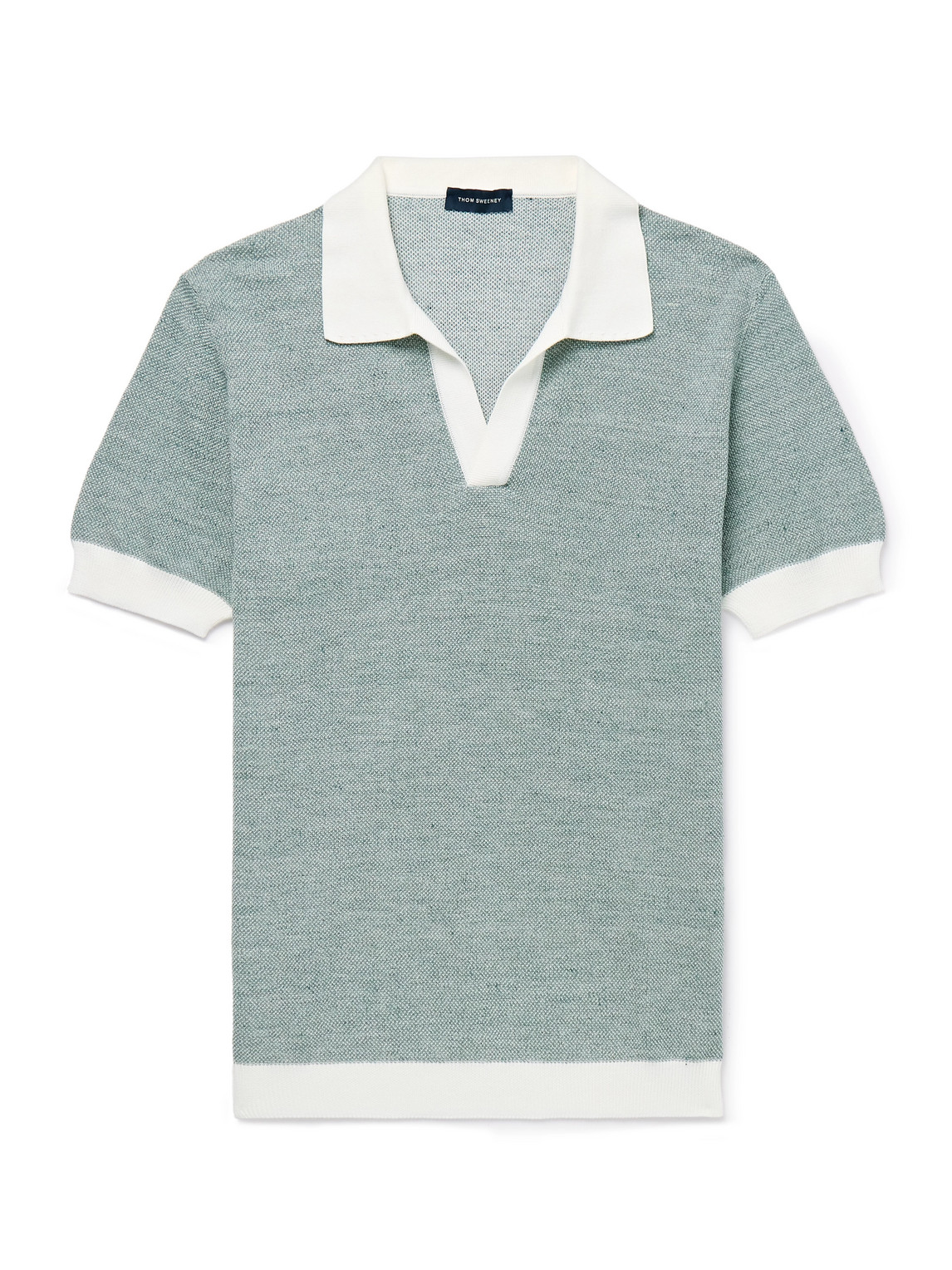 Thom Sweeney - Birdseye Cotton and Linen-Blend Polo Shirt - Men - Green - L von Thom Sweeney
