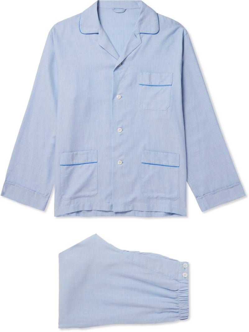 Thom Sweeney - Camp-Collar Cotton-Twill Pyjama Set - Men - Blue - XXL von Thom Sweeney