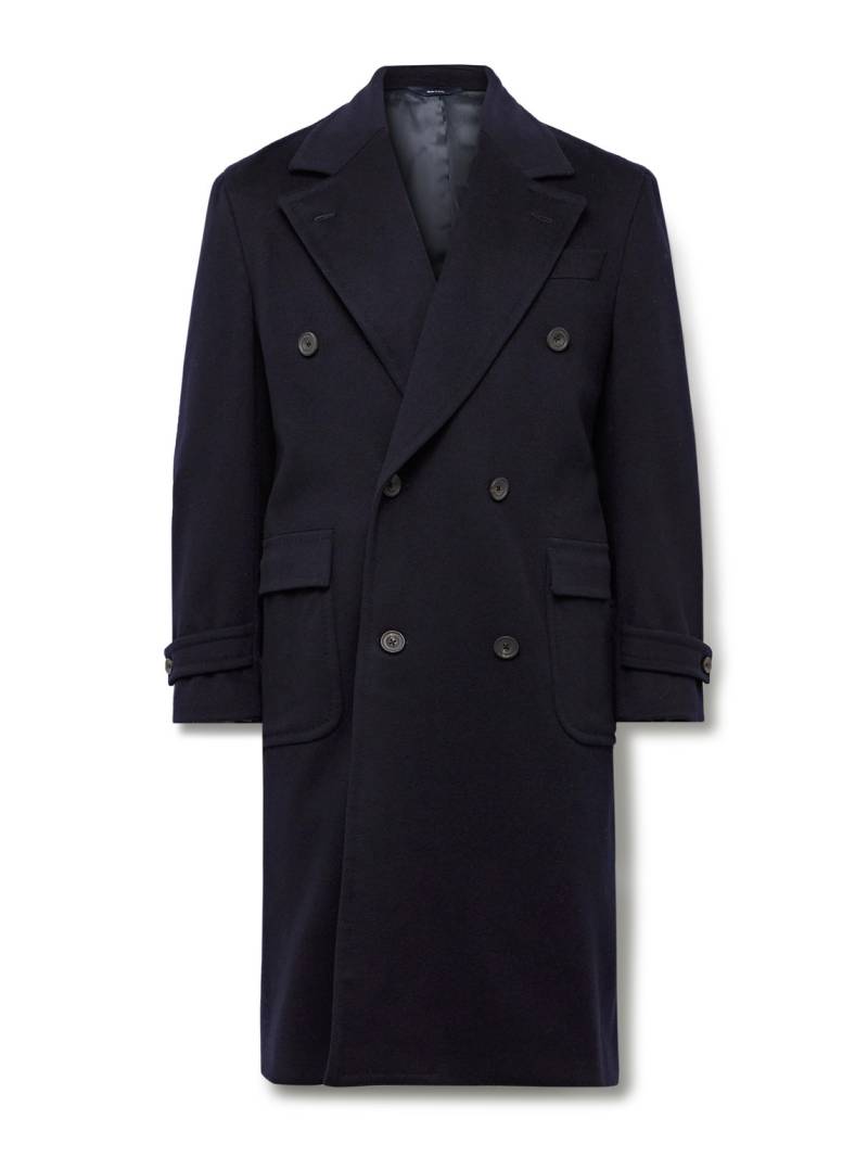 Thom Sweeney - Double-Breasted Wool and Cashmere-Blend Felt Overcoat - Men - Blue - IT 52 von Thom Sweeney
