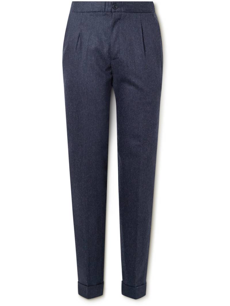 Thom Sweeney - Slim-Fit Straight-Leg Pleated Wool-Blend Trousers - Men - Blue - IT 46 von Thom Sweeney
