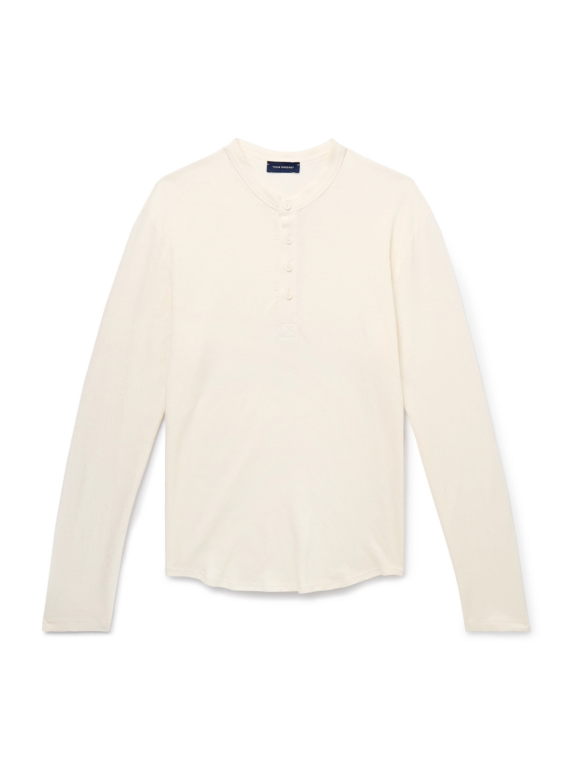 Thom Sweeney - Slub Stretch-Linen Henley T-Shirt - Men - Neutrals - S von Thom Sweeney