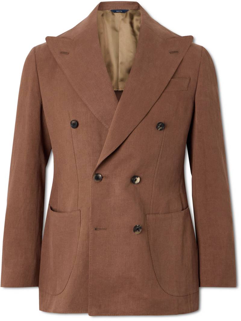 Thom Sweeney - Unstructured Double-Breasted Linen Suit Jacket - Men - Brown - IT 46 von Thom Sweeney