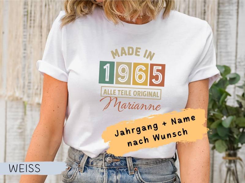 Retro Tshirt Zum 60. Geburtstag Frau Jahrgang 1965 Shirt Mit Name Geschenk Individuelles Geburtstagsgeschenk Freundin von ThomaTwins