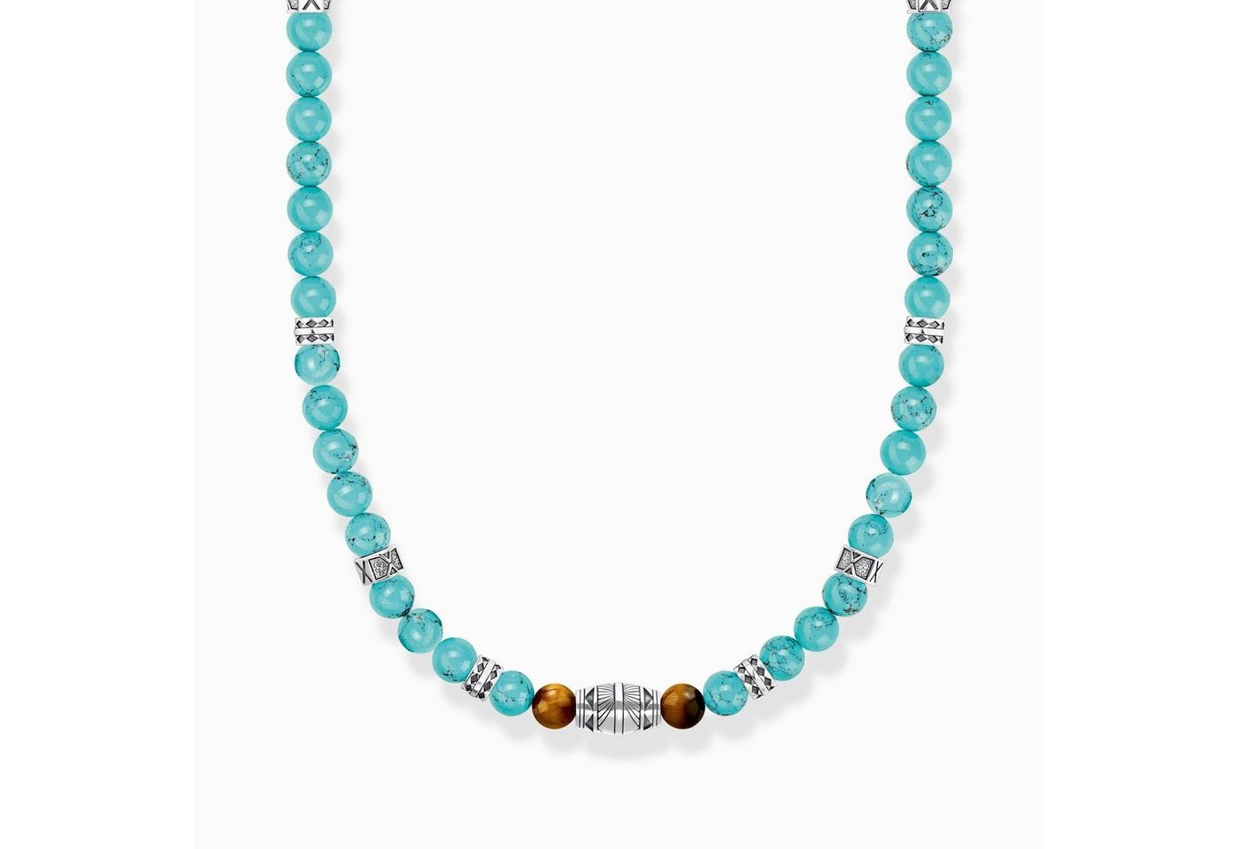THOMAS SABO Silberkette Kette mit türkisen Beads und Tigerauge-Beads Silber von THOMAS SABO