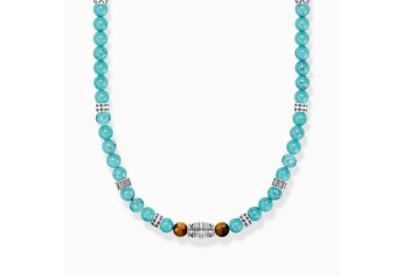 THOMAS SABO Silberkette Kette mit türkisen Beads und Tigerauge-Beads Silber von THOMAS SABO