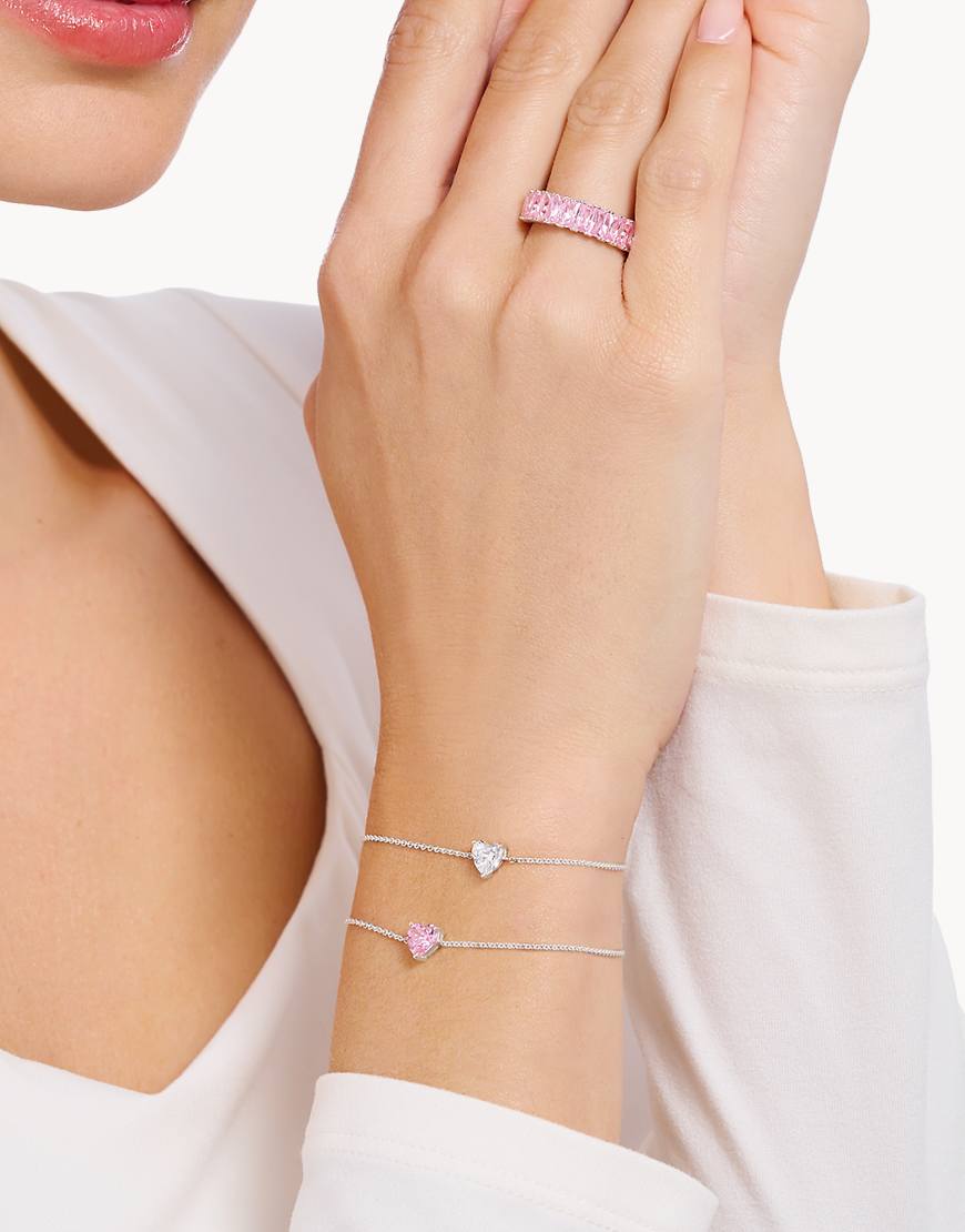 Thomas Sabo - Armband aus 925er Sterlingsilber mit herzförmigem Anhänger in Rosa von Thomas Sabo