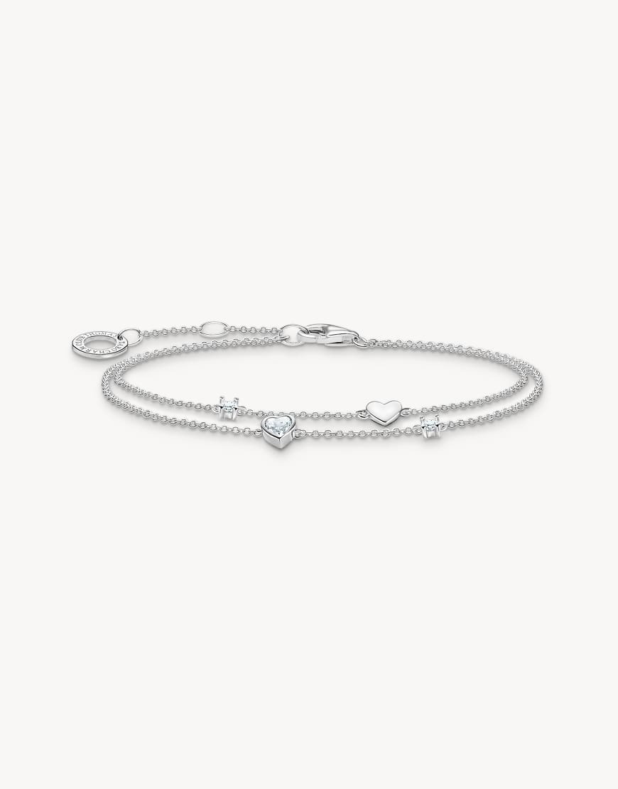 Thomas Sabo - Armband aus 925er-Sterlingsilber mit silberfarbenen Herzdetails und weißen Schmucksteinen von Thomas Sabo