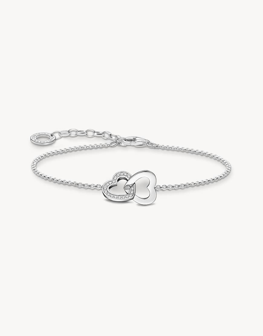 Thomas Sabo - Armband aus 925er-Sterlingsilber mit verwobenen, silberfarbenen Herzanhängern von Thomas Sabo