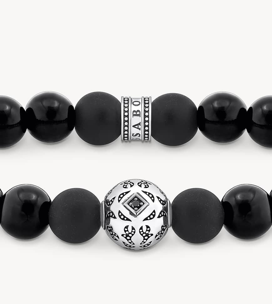 Thomas Sabo - Armband in Silberoptik und Schwarz mit Obsidian und geschwärzten Perlen von Thomas Sabo