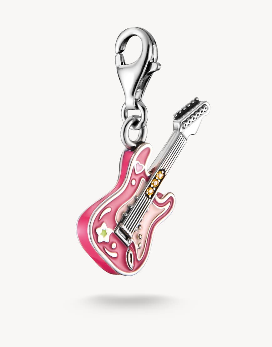 Thomas Sabo - Charm-Anhänger aus Silber mit Elektrogitarre in Orange, Violett und Beige von Thomas Sabo