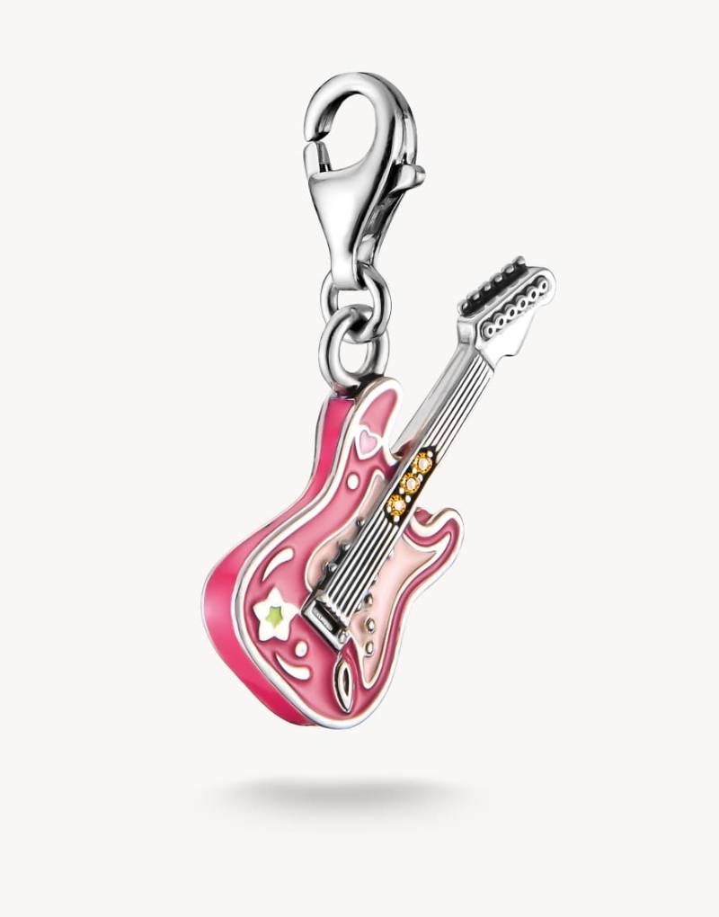 Thomas Sabo - Charm-Anhänger aus Silber mit Elektrogitarre in Orange, Violett und Beige von Thomas Sabo
