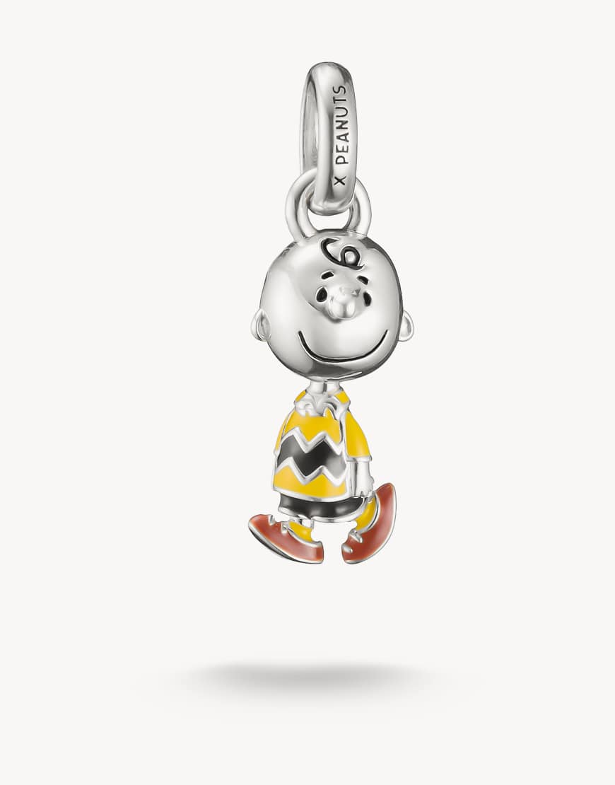 Thomas Sabo - Connect - Charm-Anhänger aus Silber mit Charly-Brown-Design aus der Peanuts-Kollektion in Schwarz, Gelb und Braun von Thomas Sabo