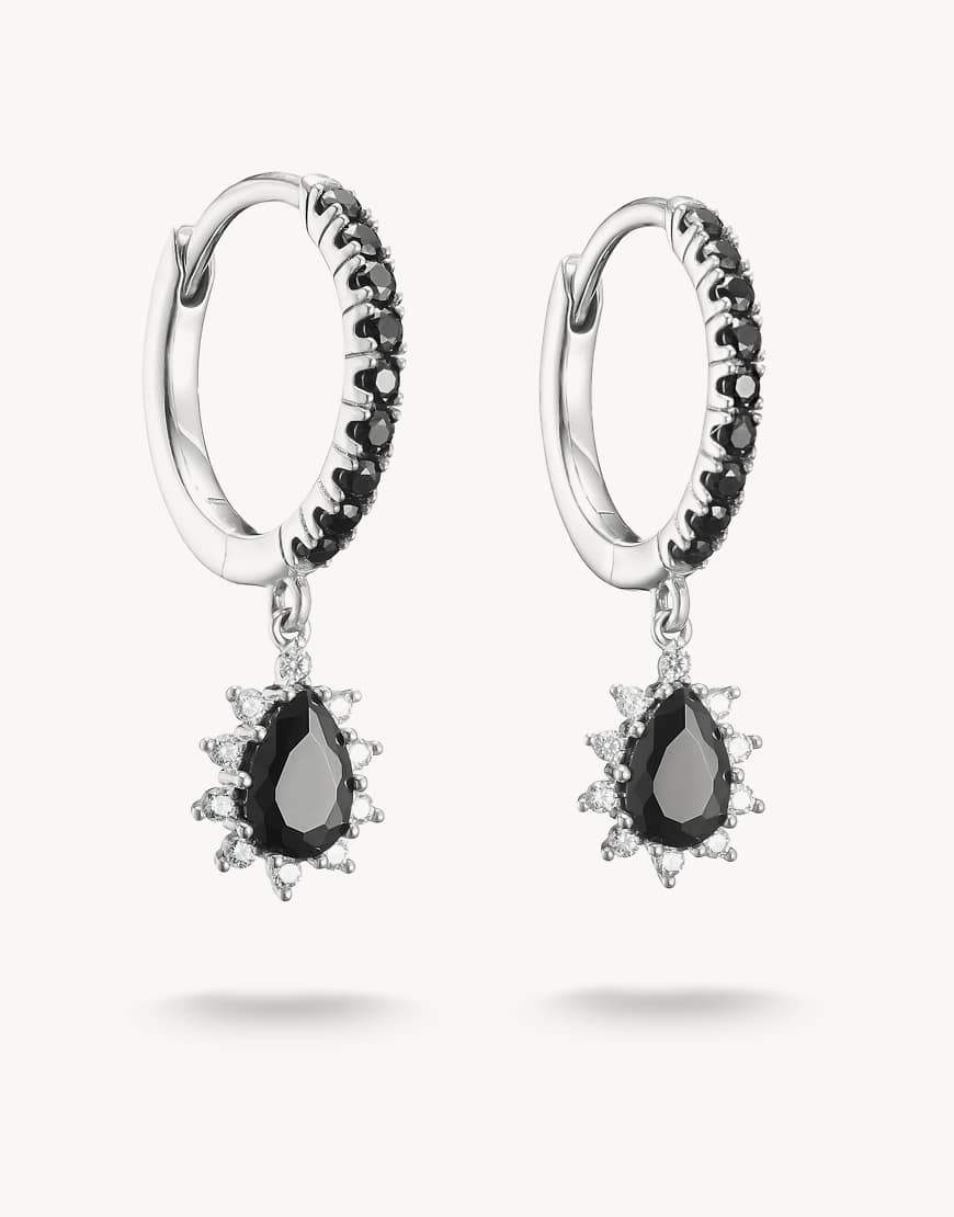 Thomas Sabo - Creolen in Silberoptik, Schwarz und Weiß von Thomas Sabo