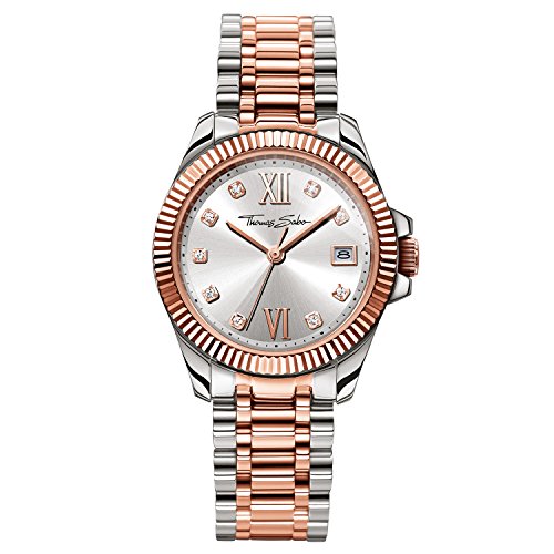 Thomas Sabo Damen Armbanduhr Divine Roségold Silber Analog Quarz Edelstahl WA0219-272-201-33 MM von THOMAS SABO