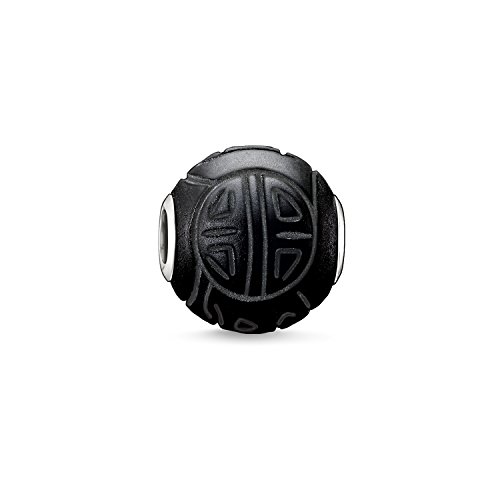 Thomas Sabo Herren Bead Shanghai Obsidian mattiert schwarz Karma Beads 925 Sterling Silber K0055-023-11 von THOMAS SABO