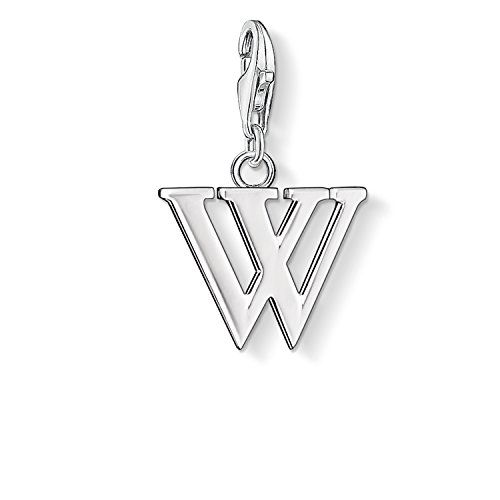 Thomas Sabo Damen Charm-Anhänger Buchstabe A-Z Charm Club Geschwärzt 925 Sterling Silber, Buchstabe W von Thomas Sabo