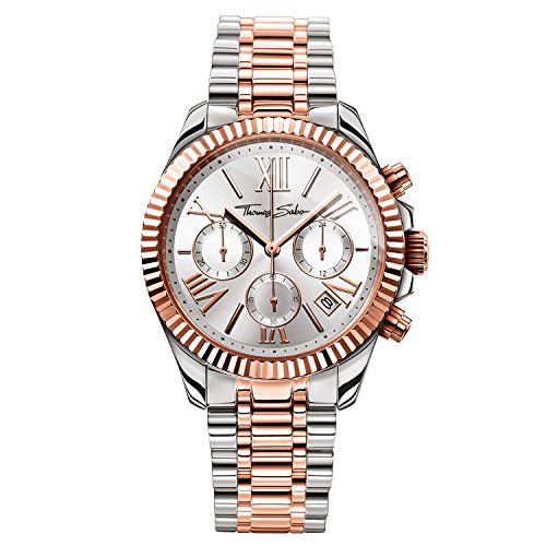 Thomas Sabo Damen Armbanduhr Divine Chrono Chronograph Roségold Silber Quarz Edelstahl WA0221-272-201-38 MM von THOMAS SABO