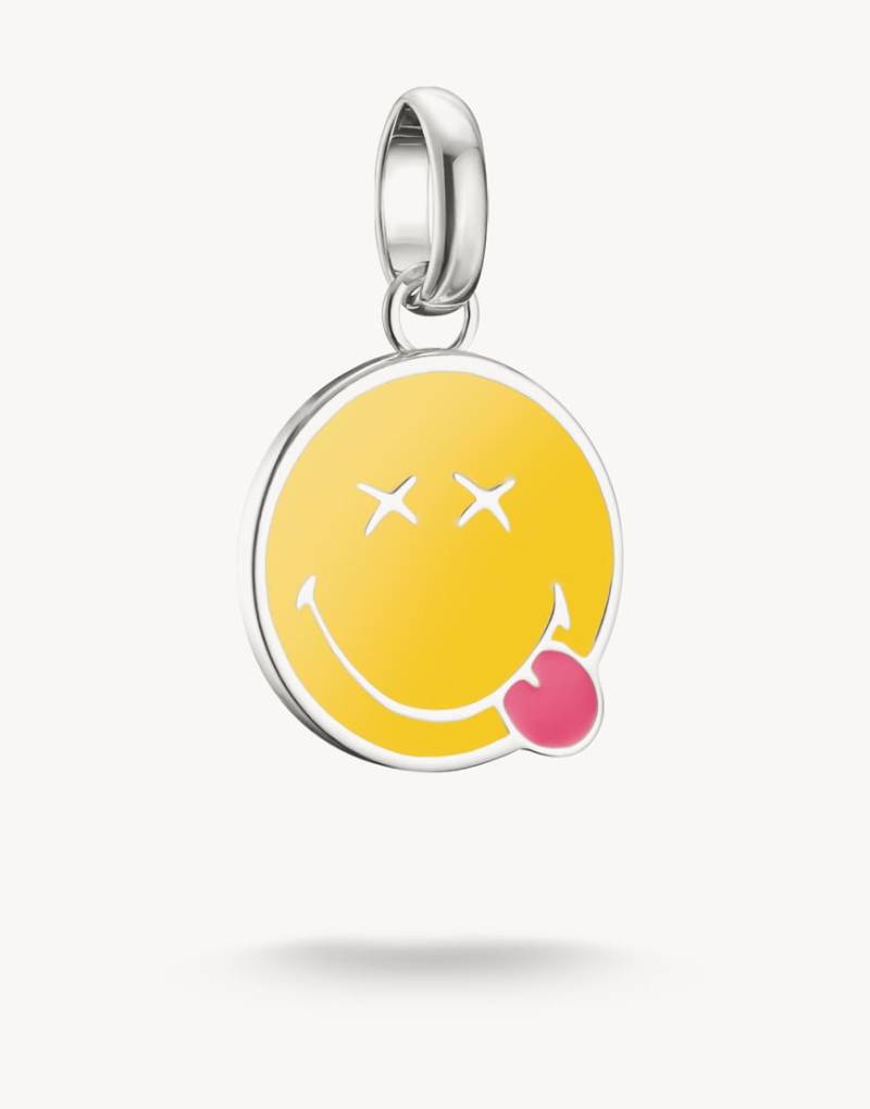 Thomas Sabo - Emoji-Zunge-Anhänger von Smileyworld in Silberoptik, Gelb und Rosa von Thomas Sabo