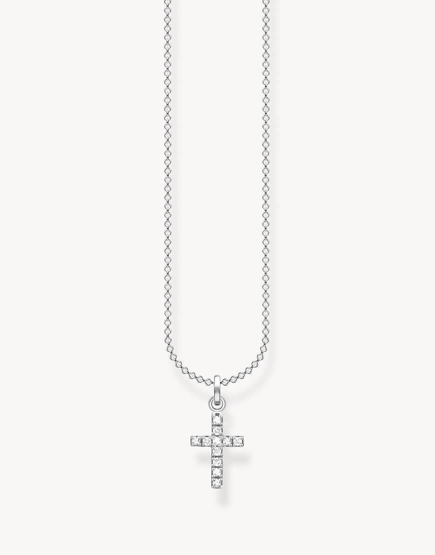 Thomas Sabo - Halskette aus 925er Sterlingsilber mit Kreuzanhänger mit Pavé-Schmucksteinbesatz von Thomas Sabo