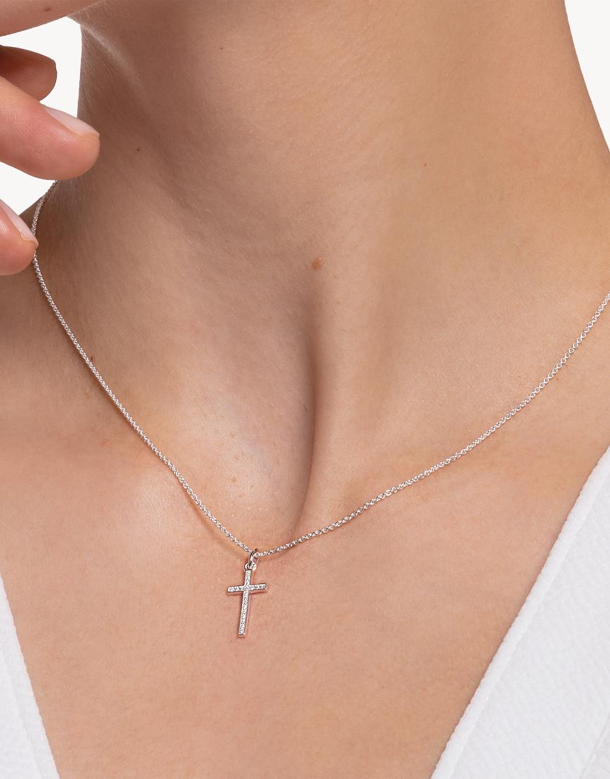 Thomas Sabo - Halskette aus 925er Sterlingsilber mit Kreuzanhänger mit Pavé-Schmucksteinbesatz von Thomas Sabo