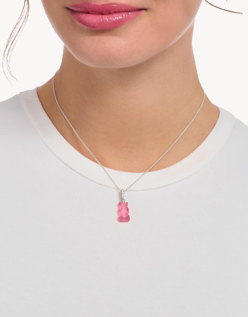 Thomas Sabo - Halskette aus 925er Sterlingsilber mit rosafarbenem Goldbären-Anhänger und Zirkonia-Schmucksteinbesatz von Thomas Sabo