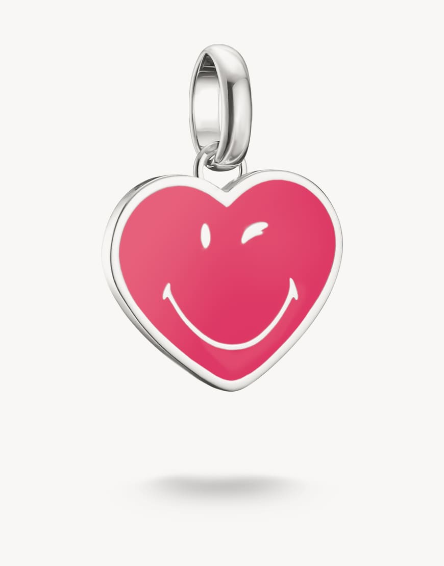 Thomas Sabo - Herz-Emoji-Anhänger von Smileyworld in Silberoptik und Rosa von Thomas Sabo