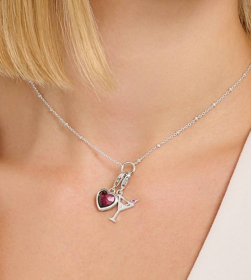 Thomas Sabo - Herzförmiger Charm-Anhänger aus 925er Sterlingsilber mit rotem Stein von Thomas Sabo