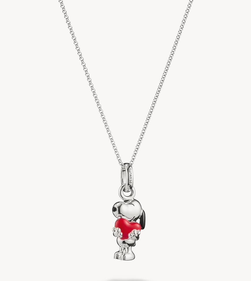 Thomas Sabo - Kette aus Silber mit Snoopy-Anhänger mit Herzdetail im Peanuts-Design in Silber, Schwarz und Rot von Thomas Sabo