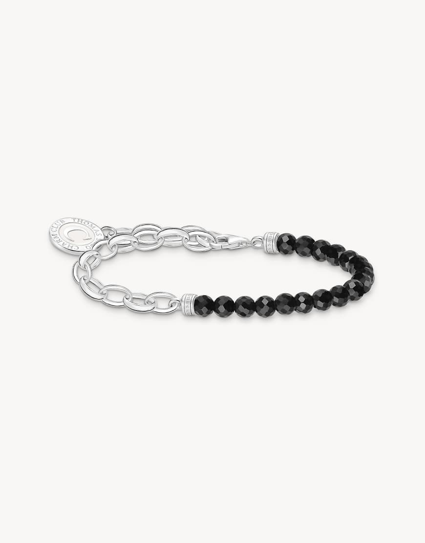 Thomas Sabo - Member - Charm-Armband aus 925er Sterlingsilber mit schwarzen Obsidian-Perlen und Charmista-Coin von Thomas Sabo