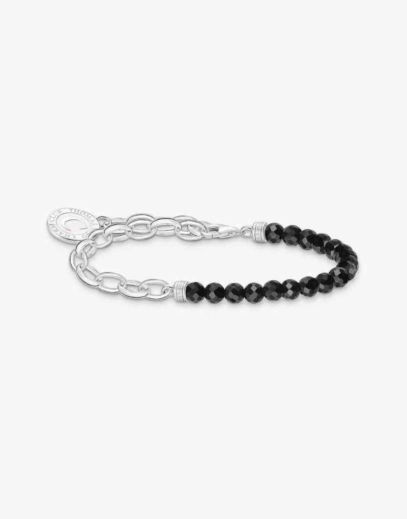 Thomas Sabo - Member - Charm-Armband aus 925er Sterlingsilber mit schwarzen Obsidian-Perlen und Charmista-Coin von Thomas Sabo