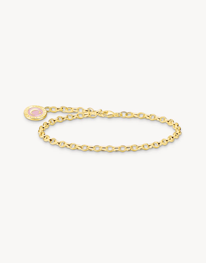 Thomas Sabo - Member - Vergoldetes Armband mit rosa Charmista-Coin und weiteren Anhängern in Gold- und Silberoptik-Goldfarben von Thomas Sabo