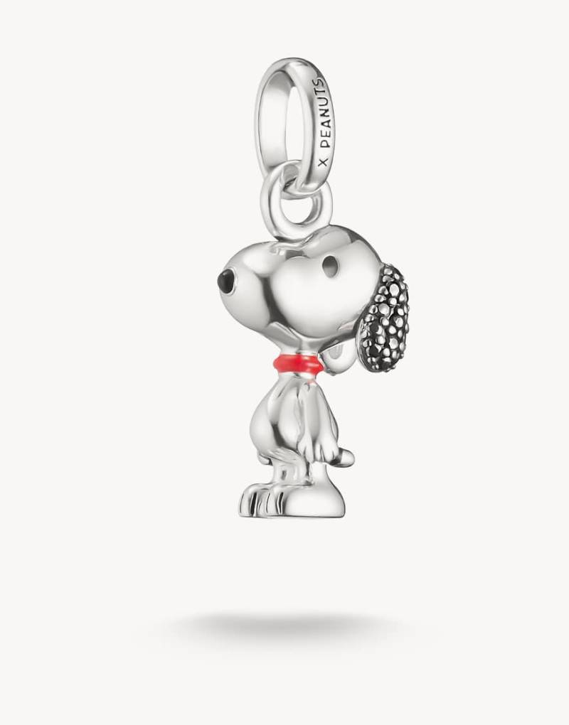 Thomas Sabo - Peanuts - Snoopy-Anhänger in Silberoptik, Schwarz und Rot mit Pavé-Detail von Thomas Sabo